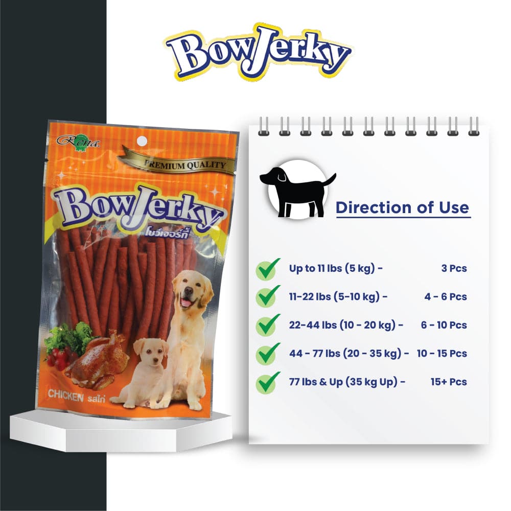 Rena BowJerky Chicken Sticks Dog Treats — detail shot