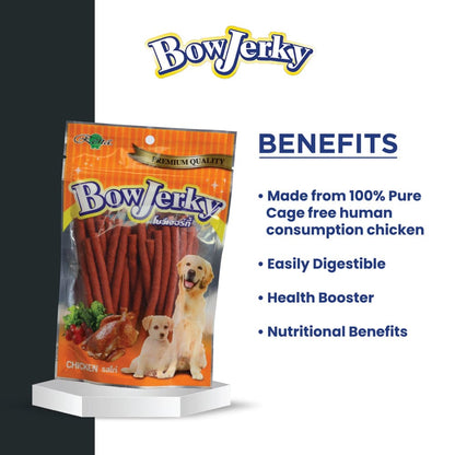 Rena BowJerky Chicken Sticks Dog Treats — in use