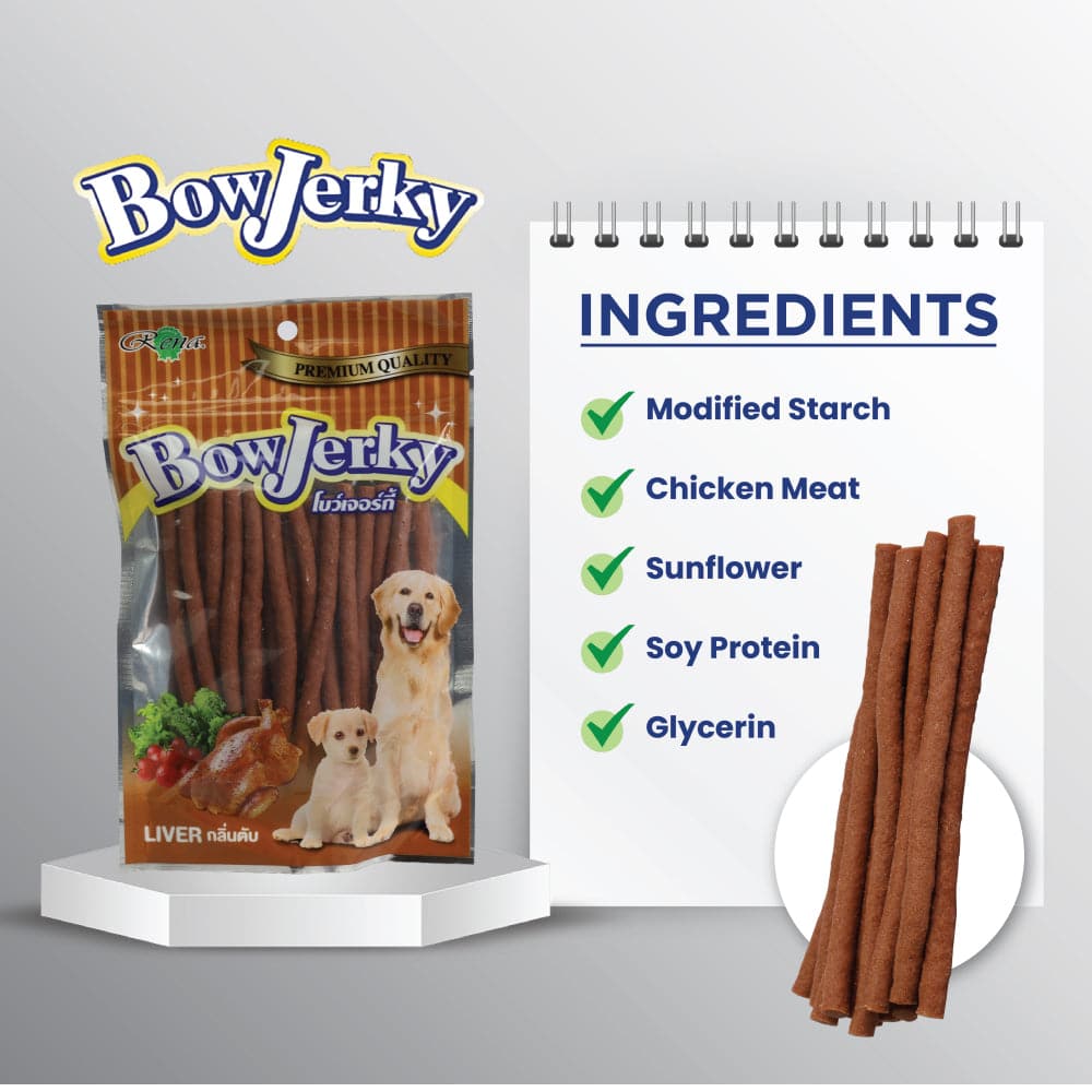 Rena BowJerky Liver Sticks Dog Treats — side view