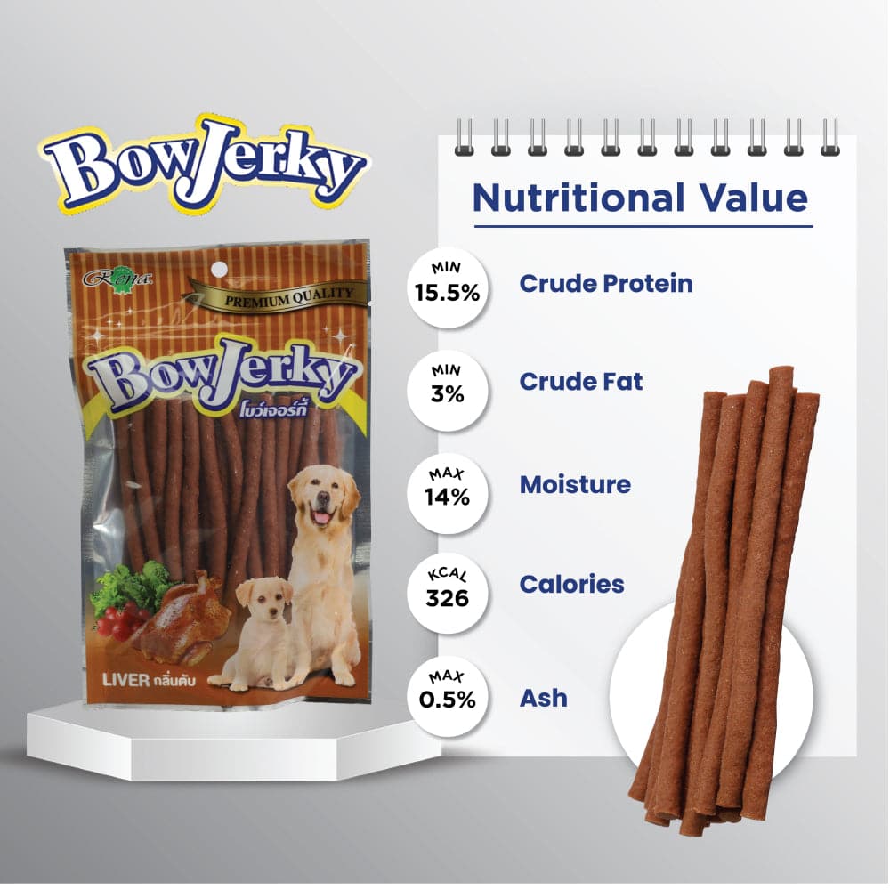 Rena BowJerky Liver Sticks Dog Treats — back view