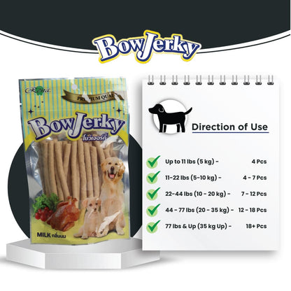 Rena BowJerky Milk Sticks Dog Treats — detail shot