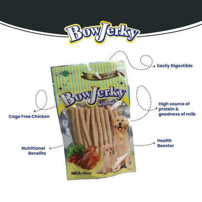 Rena BowJerky Milk Sticks Dog Treats — in use