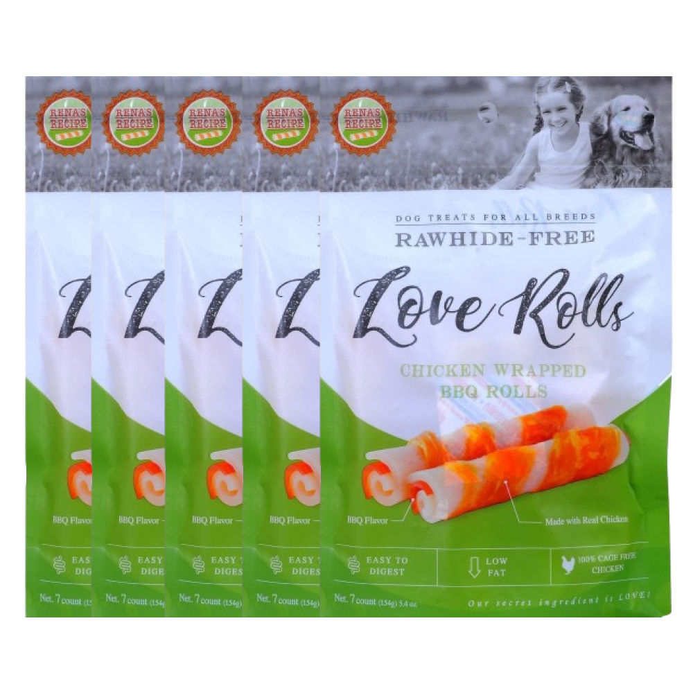 Rena Love Chicken Wrapped BBQ Rolls Dog Treats — back view