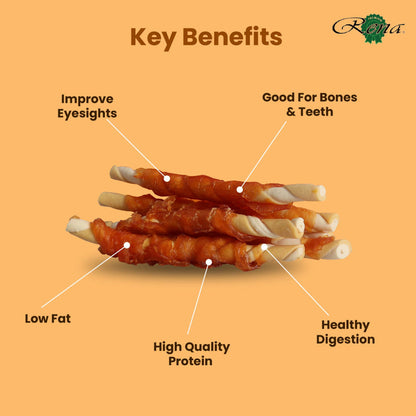 Rena Love Chicken Wrapped Double Sticks Dog Treats — in use