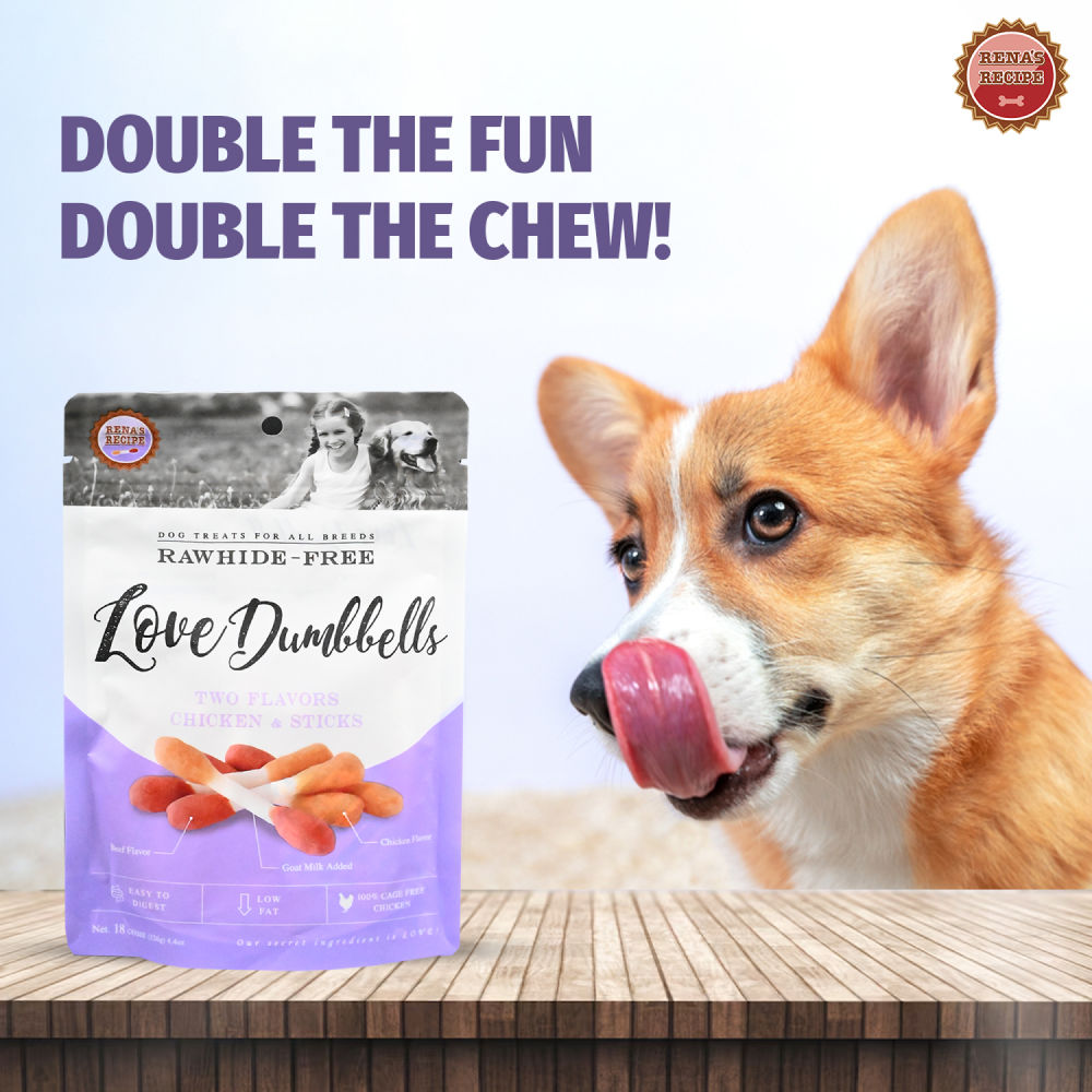 Rena Love Dumbbell Treats for Dogs — side view