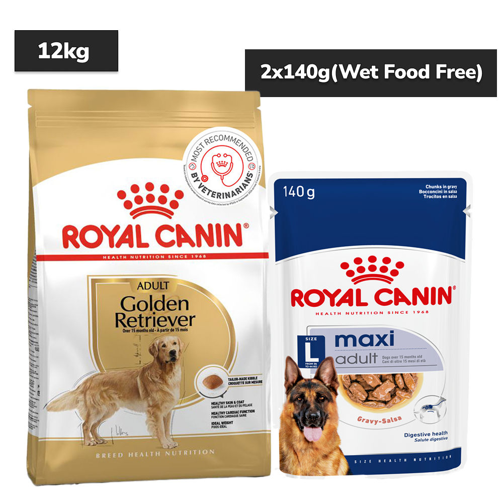 royal-canin-golden-large-retriver-adult-dog-dry-food 12kg+2x140g (Wet Food Free)