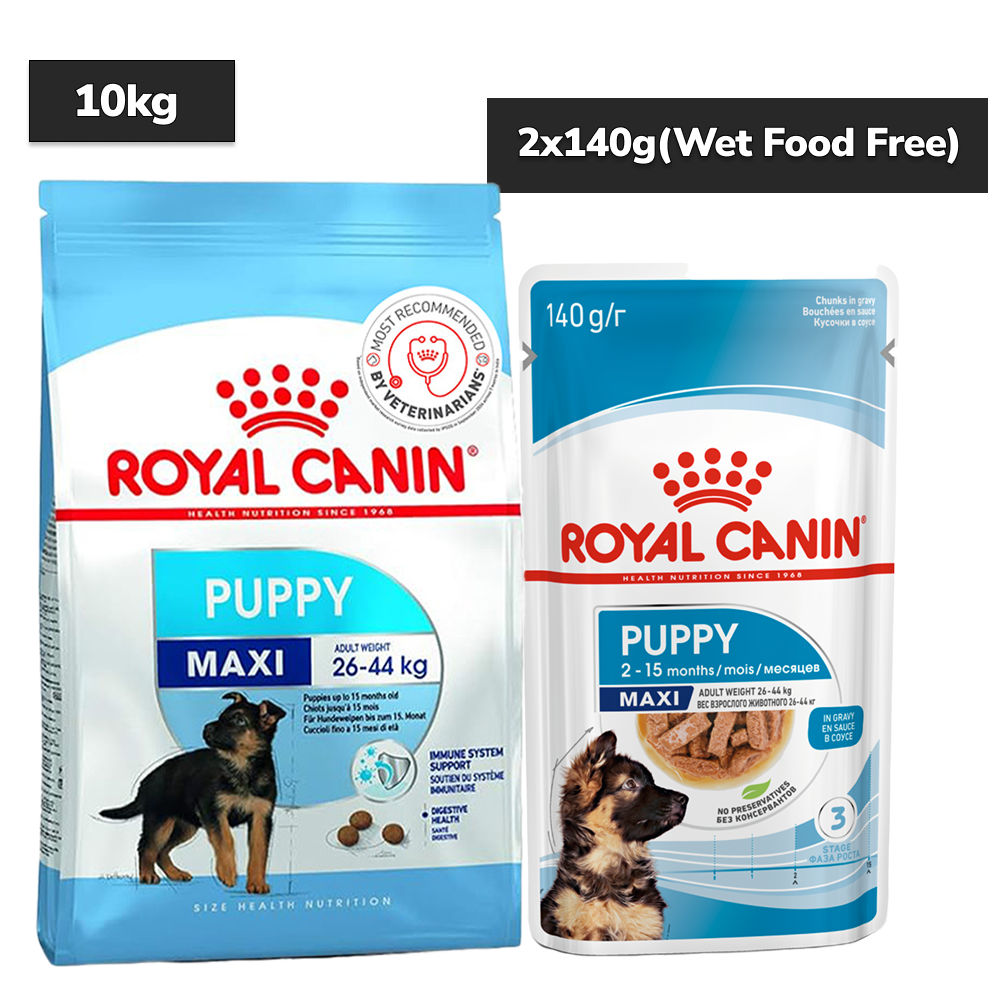 royal-canin-maxi-puppy-dry-food 10kg+2x140g (Wet Food Free)