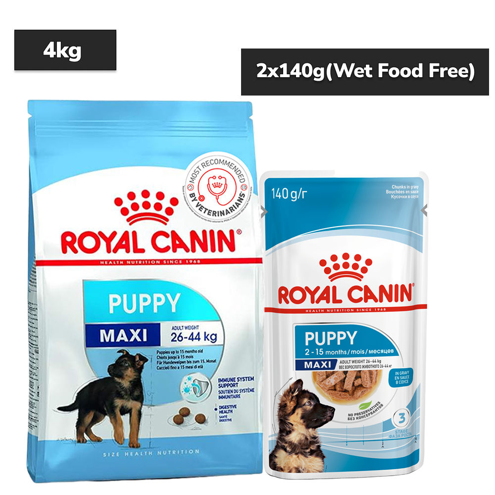 royal-canin-maxi-puppy-dry-food 4kg+2x140g (Wet Food Free)