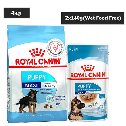 royal-canin-maxi-puppy-dry-food 4kg+2x140g (Wet Food Free)