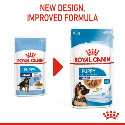 Royal Canin Maxi Puppy Dog Wet Food — in use
