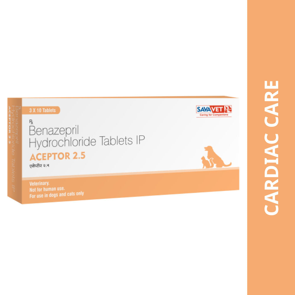 Savavet Aceptor (Benazepril Hydrochloride) Tablet for Dogs and Cats (pack of 10 tablets)