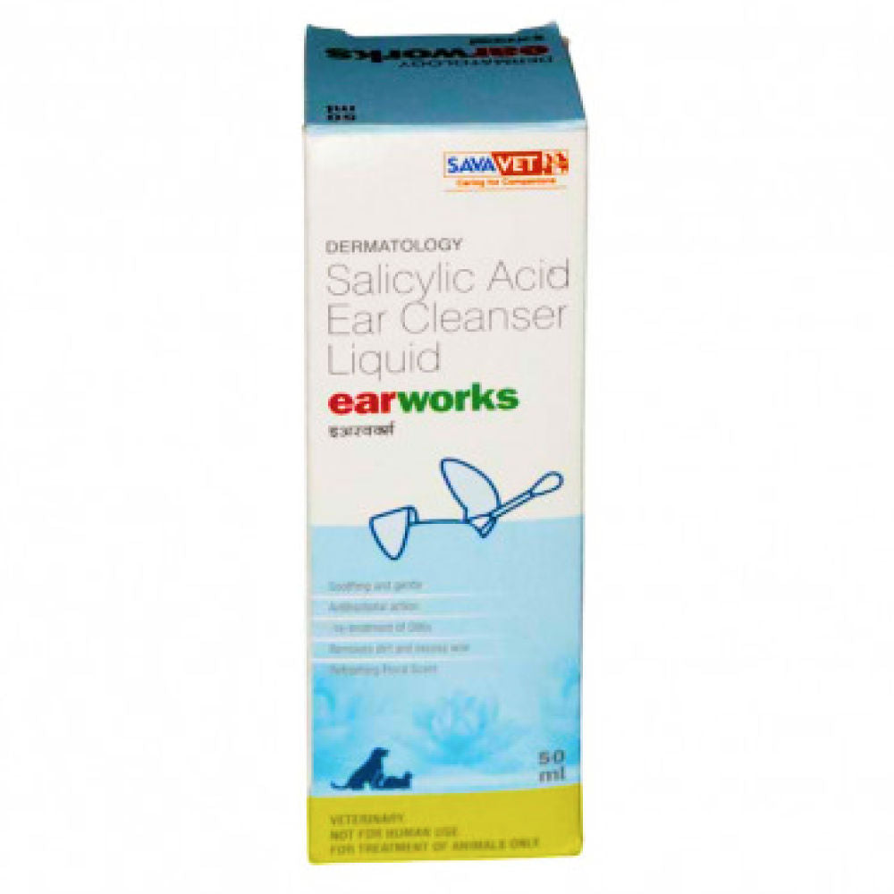 Savavet Earworks Ear Cleanser (Salicylic Acid) for Dogs & Cats — back view