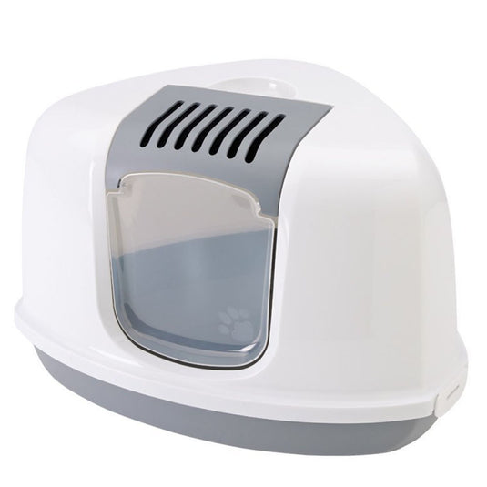 Savic Nestor Corner Toilet Home For Cats White Grey