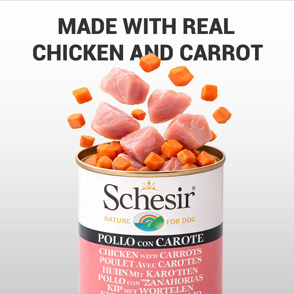 Schesir Chicken & Rice with Carrot in Jelly Dog Wet Food — side view