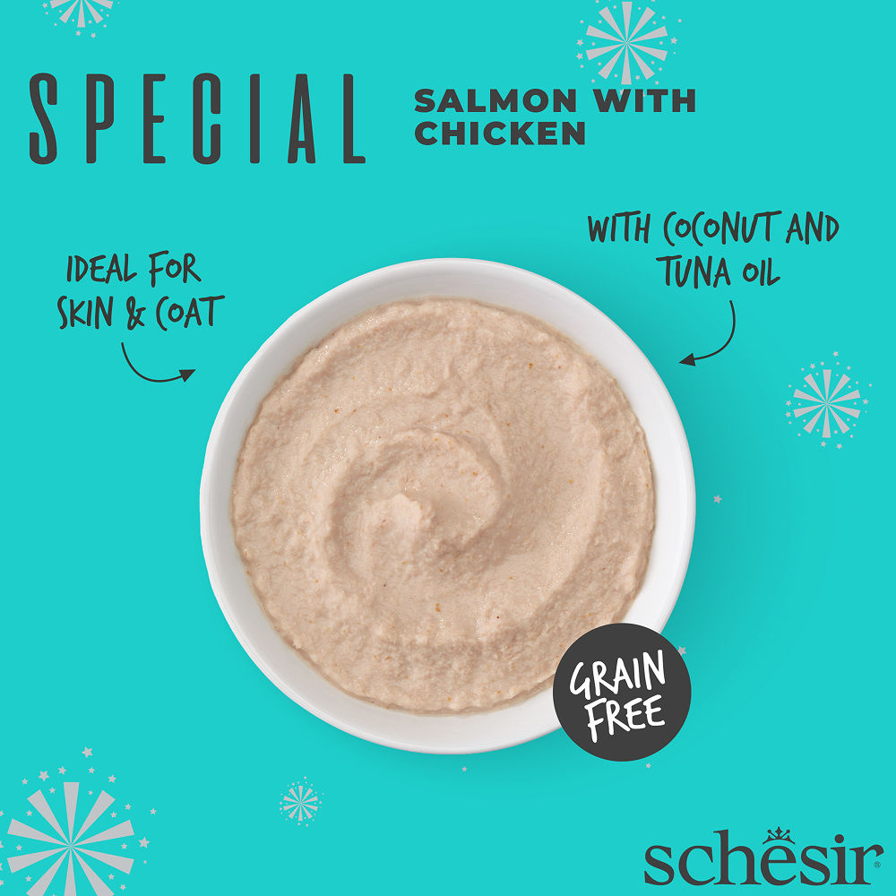 Schesir Special Skin and Coat Salmon Mousse Cat Wet Food — back view