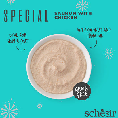 Schesir Special Skin and Coat Salmon Mousse Cat Wet Food — back view