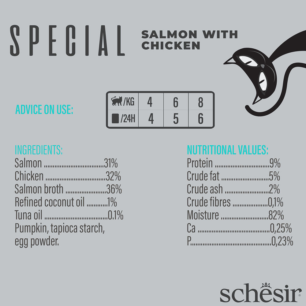 Schesir Special Skin and Coat Salmon Mousse Cat Wet Food — detail shot