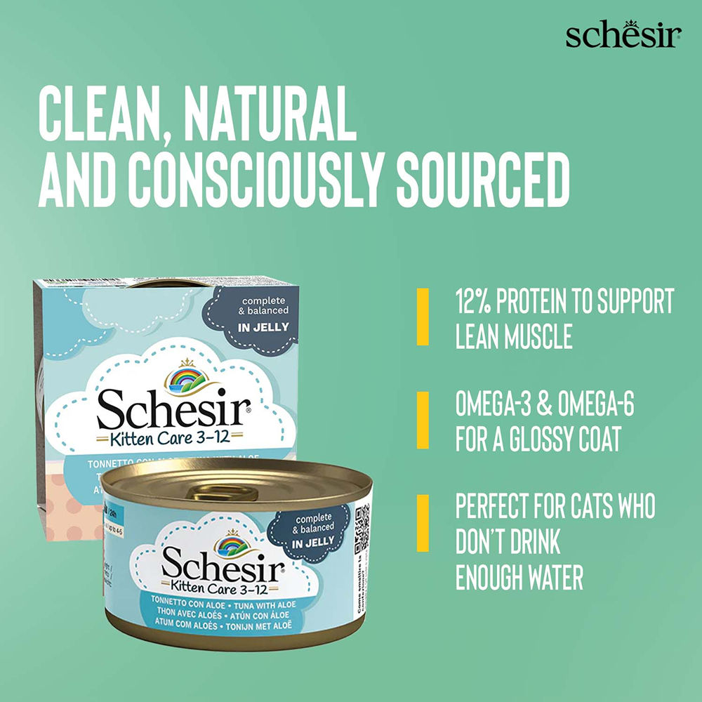 Schesir Tuna Whole Meat and Rice with Aloe Vera in Jelly Cat Wet Food — back view