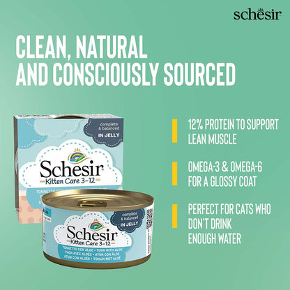 Schesir Tuna Whole Meat and Rice with Aloe Vera in Jelly Cat Wet Food — back view