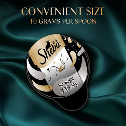 Sheba Melty Spoons Maguro Flavour with Tuna Cream Lickable Creamy Cat Treats — in use