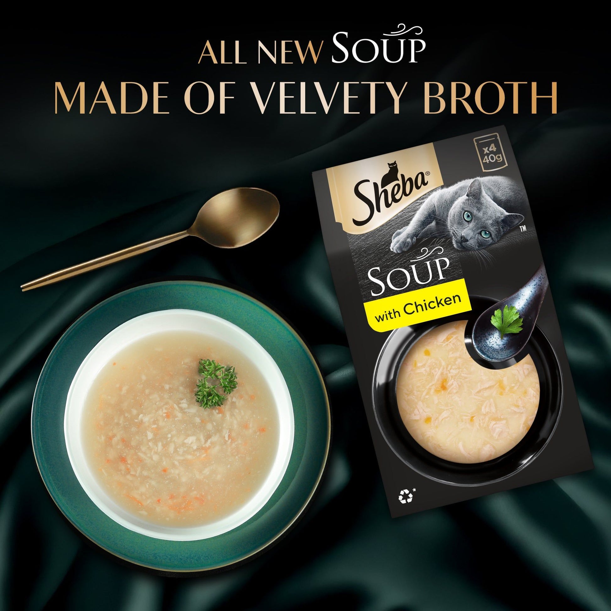 Sheba Soup with Chicken Adult Cat Wet Food — back view