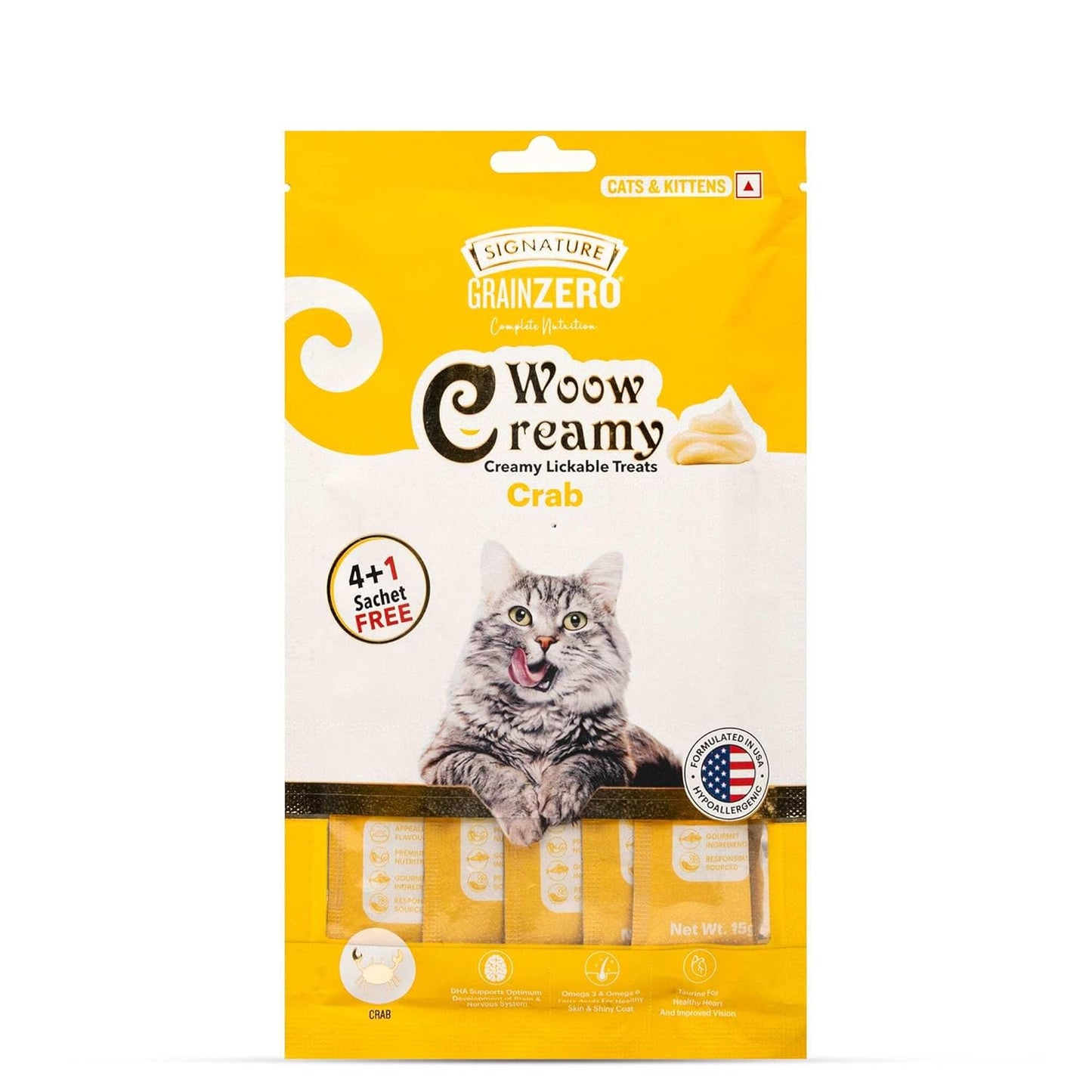 Signature Grain Zero 5 Flavor Lickable Creamy Treats for Cats — side view