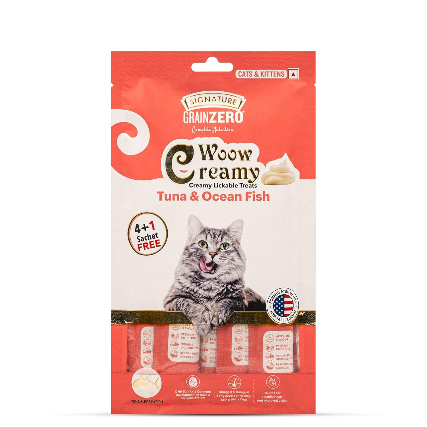 Signature Grain Zero 5 Flavor Lickable Creamy Treats for Cats — back view