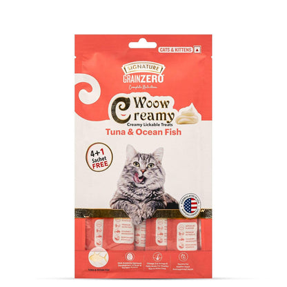 Signature Grain Zero 5 Flavor Lickable Creamy Treats for Cats — back view