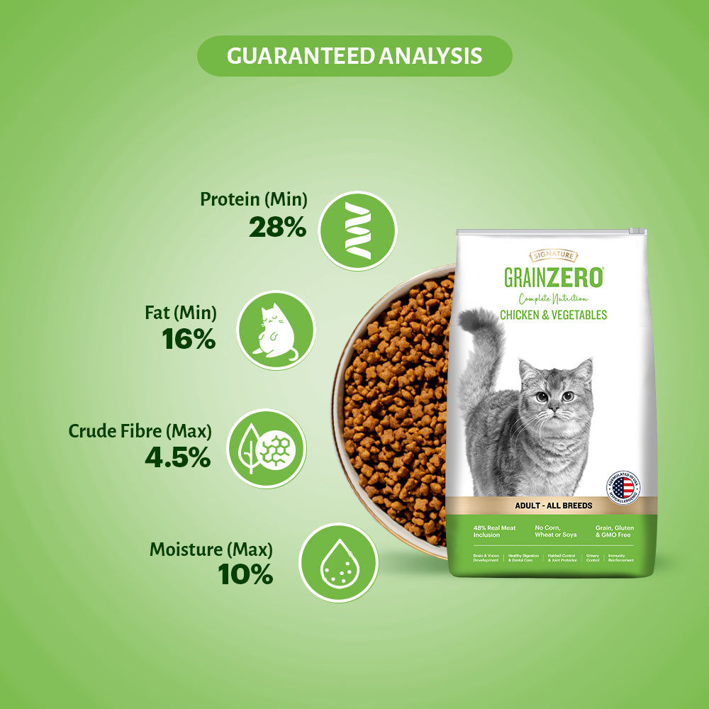 Signature Grain Zero Chicken & Vegetable Adult Cat Dry Food For All Breed — detail shot