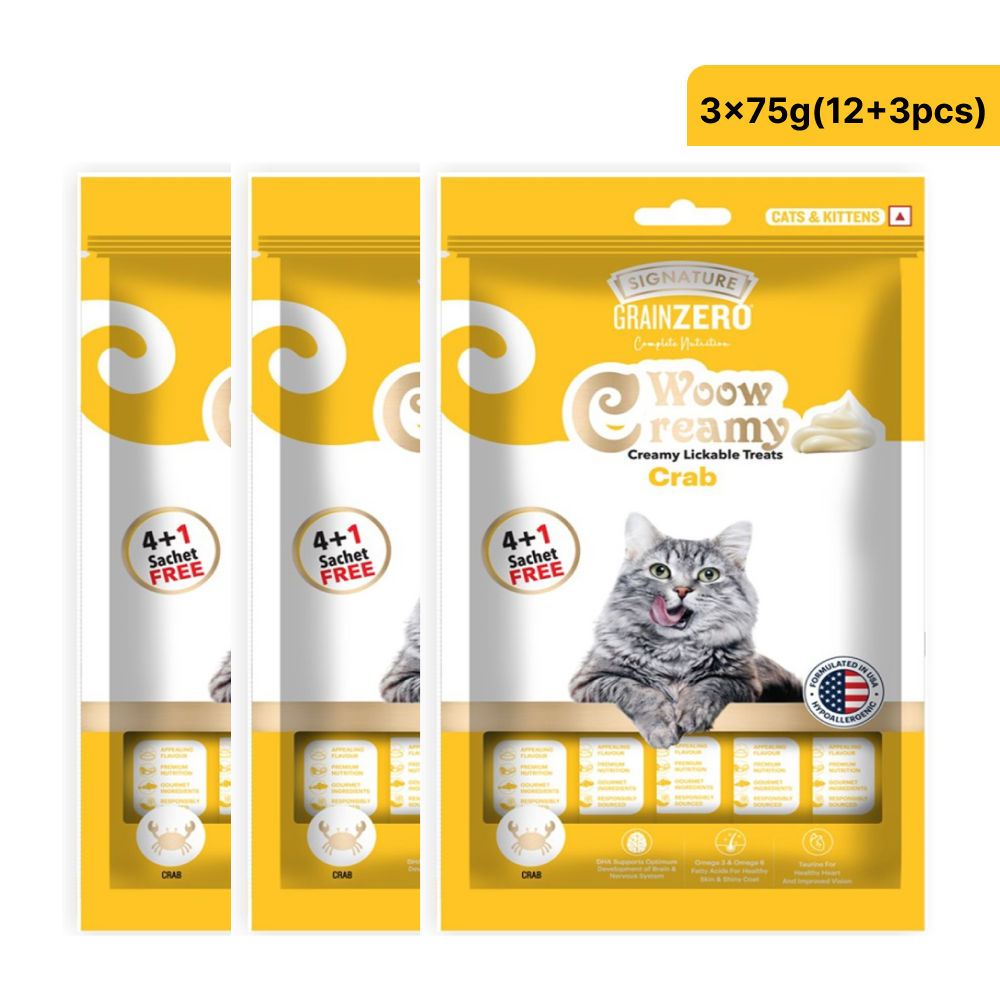 Signature Grain Zero Crab Lickable Creamy Cat Treats — back view