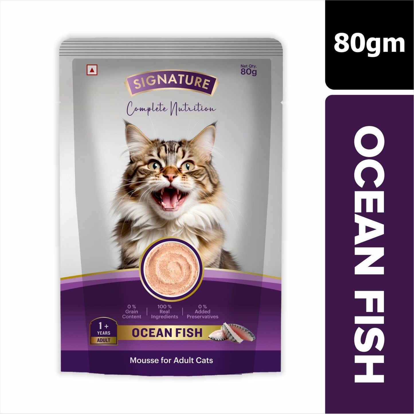 Signature Grain Zero Ocean Fish Mousse Adult Cat Wet Food — side view