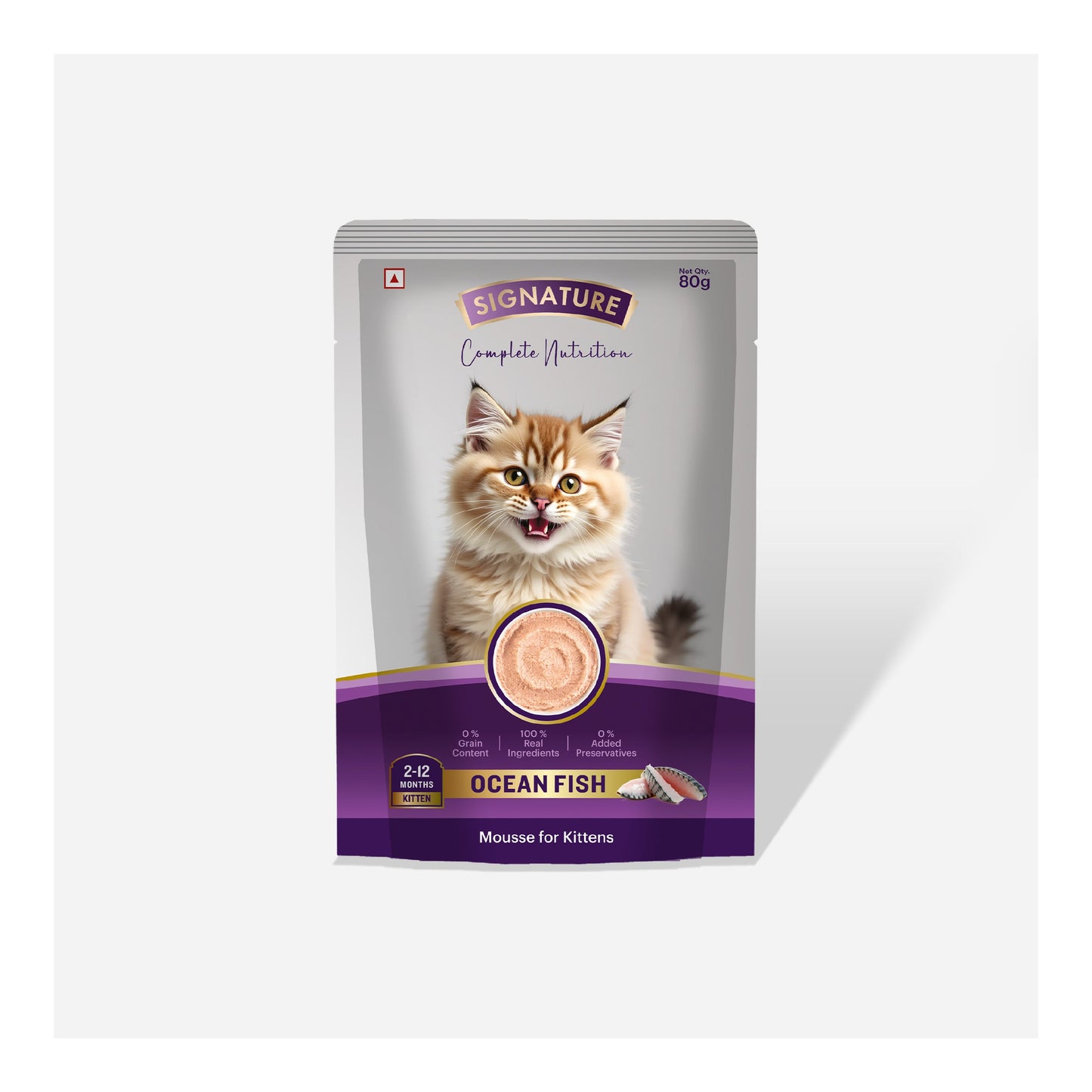 Signature Grain Zero Ocean Fish Mousse Kitten Cat Wet Food — in use