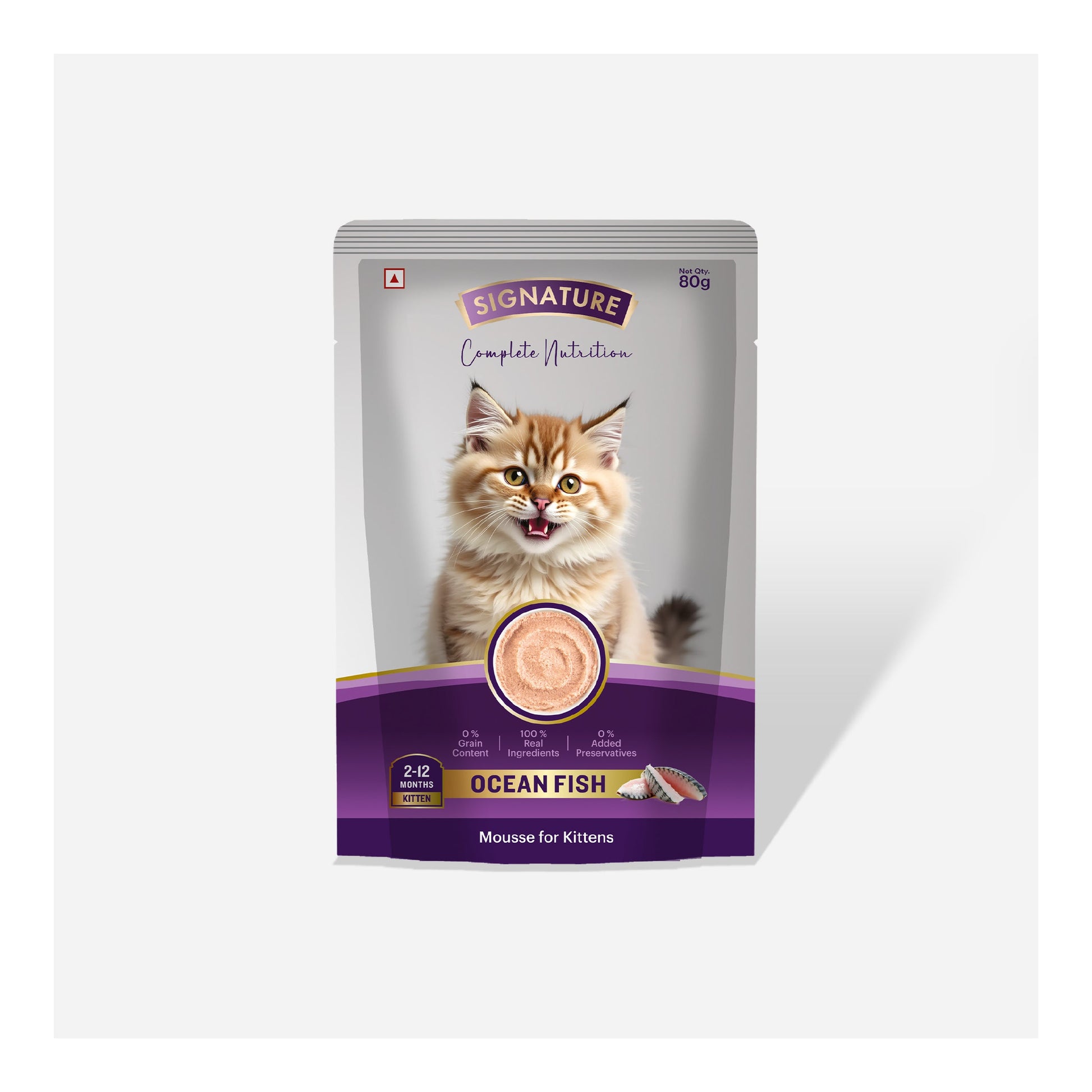 Signature Grain Zero Ocean Fish Mousse Kitten Cat Wet Food — in use