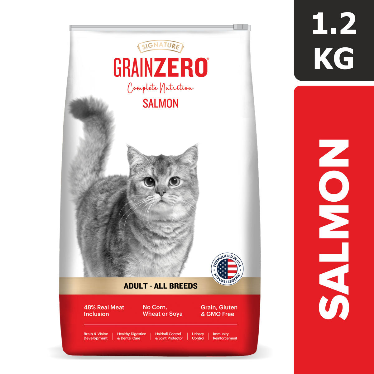 Signature Grain Zero Salmon Adult Cat Dry Food For All Breed — side view