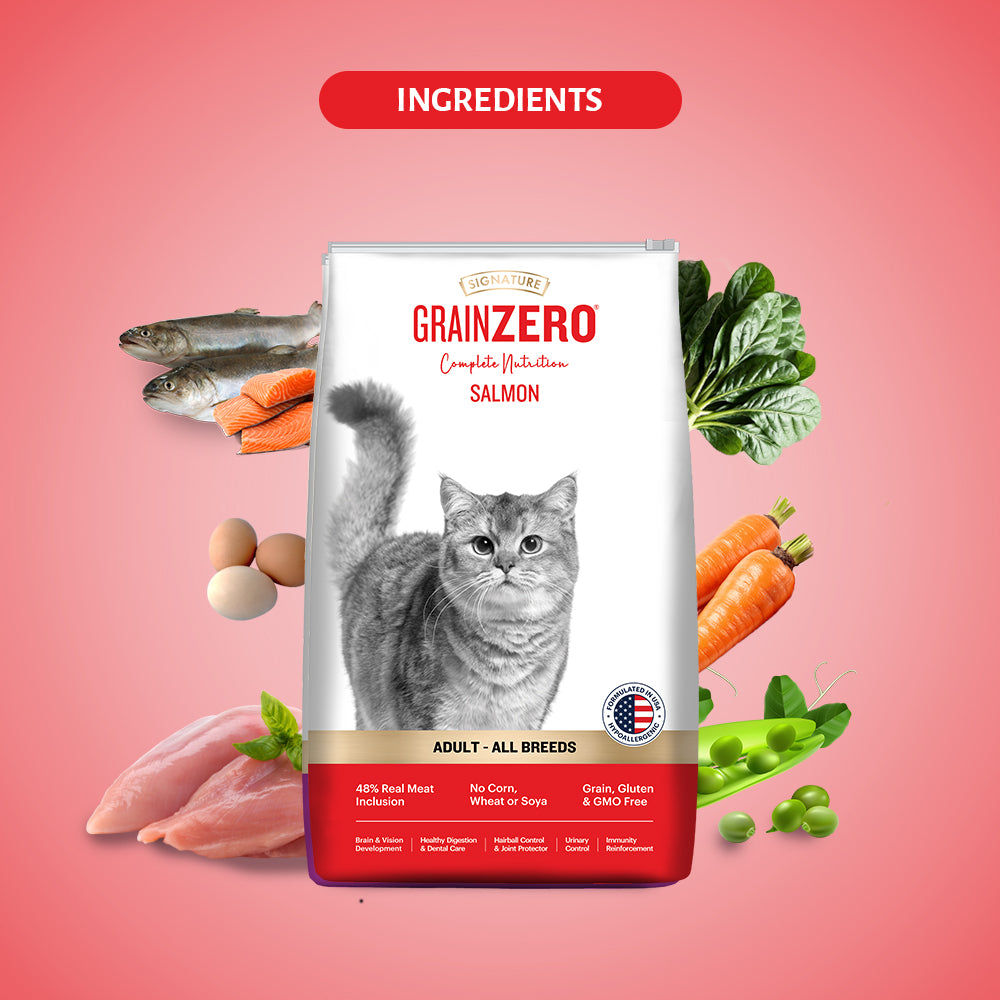 Signature Grain Zero Salmon Adult Cat Dry Food For All Breed — detail shot