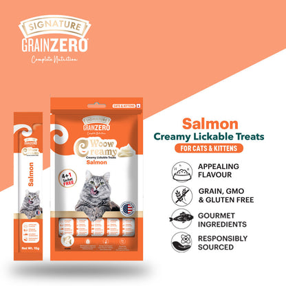 Signature Grain Zero Salmon Lickable Creamy Cat Treats — back view