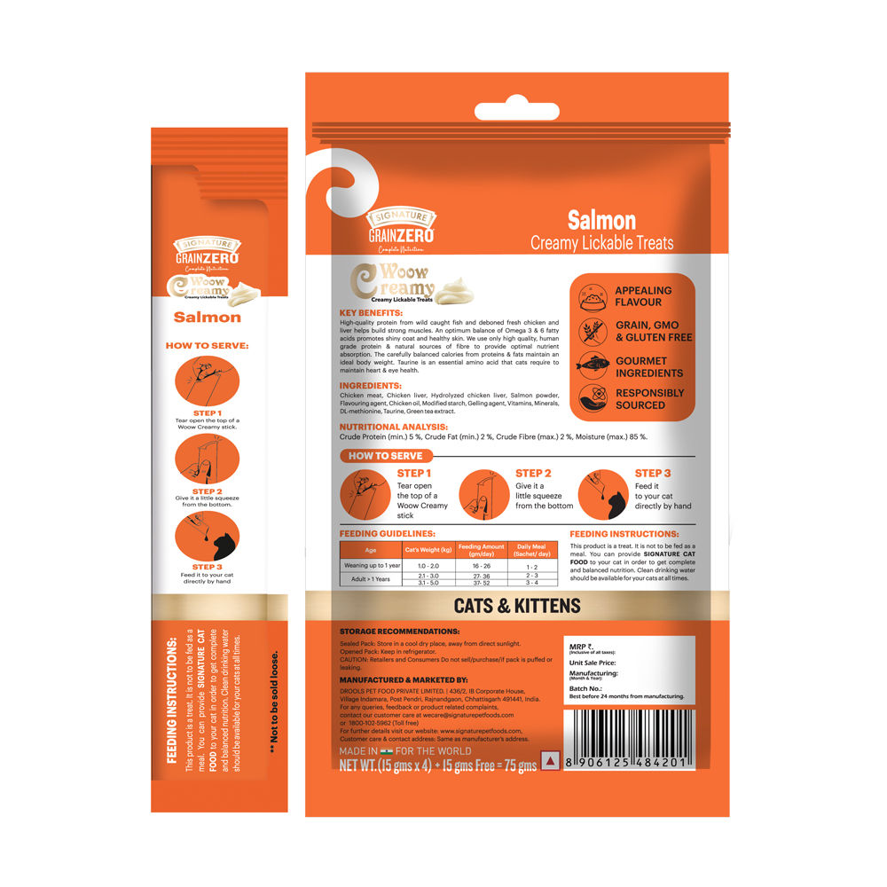 Signature Grain Zero Salmon Lickable Creamy Cat Treats — detail shot