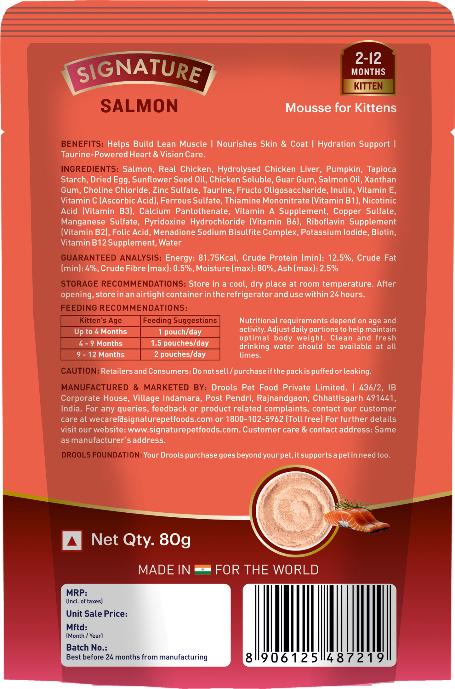 Signature Grain Zero Salmon Mousse Kitten Cat Wet Food — side view