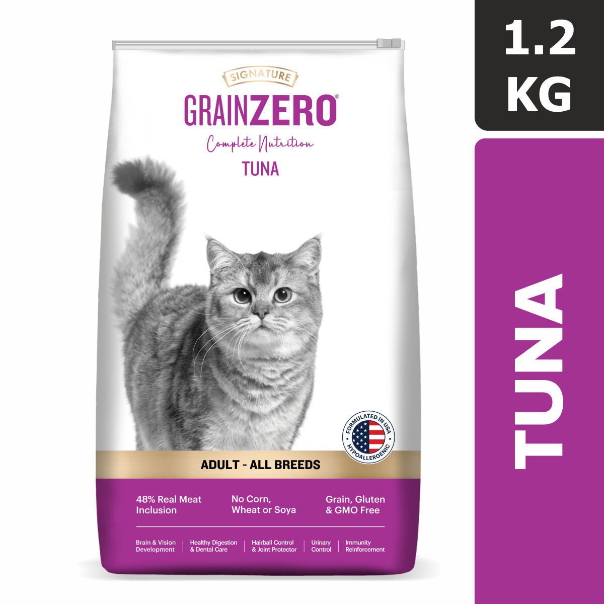 Signature Grain Zero Tuna Adult Cat Dry Food For All Breed — side view