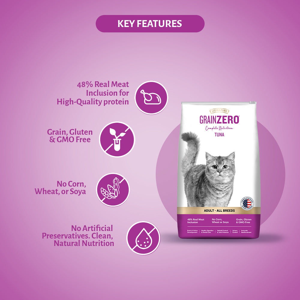 Signature Grain Zero Tuna Adult Cat Dry Food For All Breed — detail shot