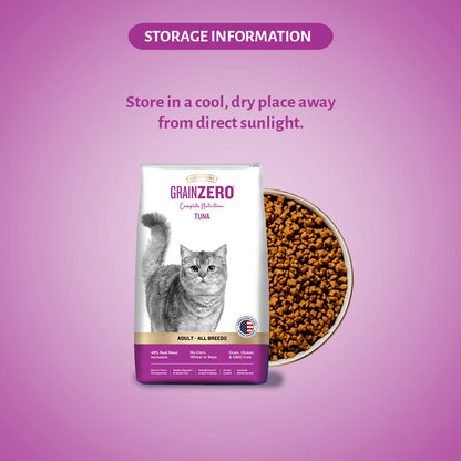 Signature Grain Zero Tuna Adult Cat Dry Food For All Breed — in use