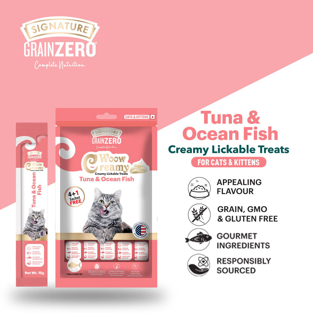 Signature Grain Zero Tuna and Ocean Fish Lickable Creamy Cat Treats — side view