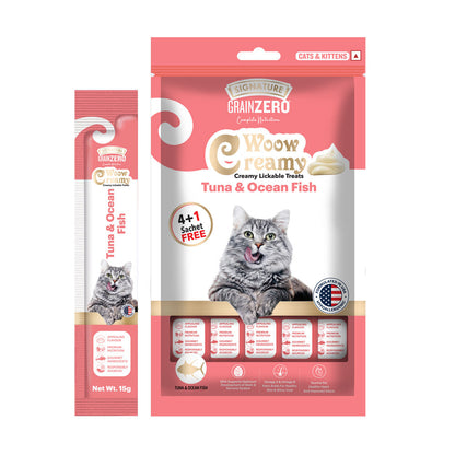 Signature Grain Zero Tuna and Ocean Fish Lickable Creamy Cat Treats — back view