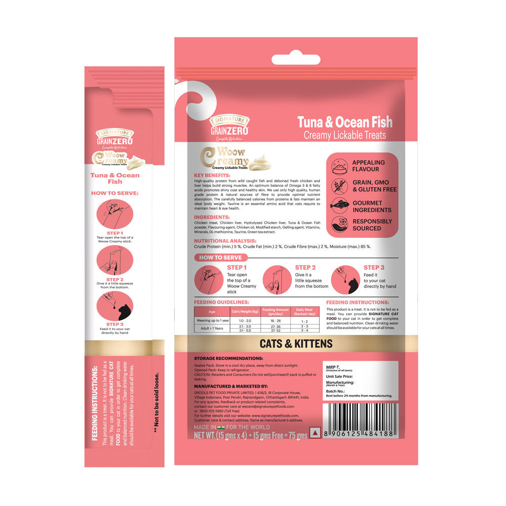 Signature Grain Zero Tuna and Ocean Fish Lickable Creamy Cat Treats — detail shot