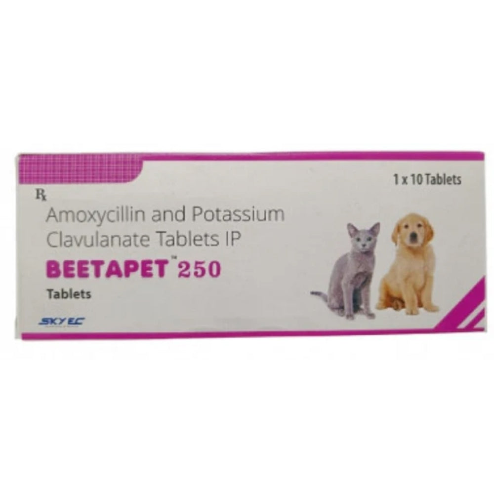 Skyec Beetapet Tablet 250Mg Amoxycillin Potassium Clavulanate For Dogs And Cats