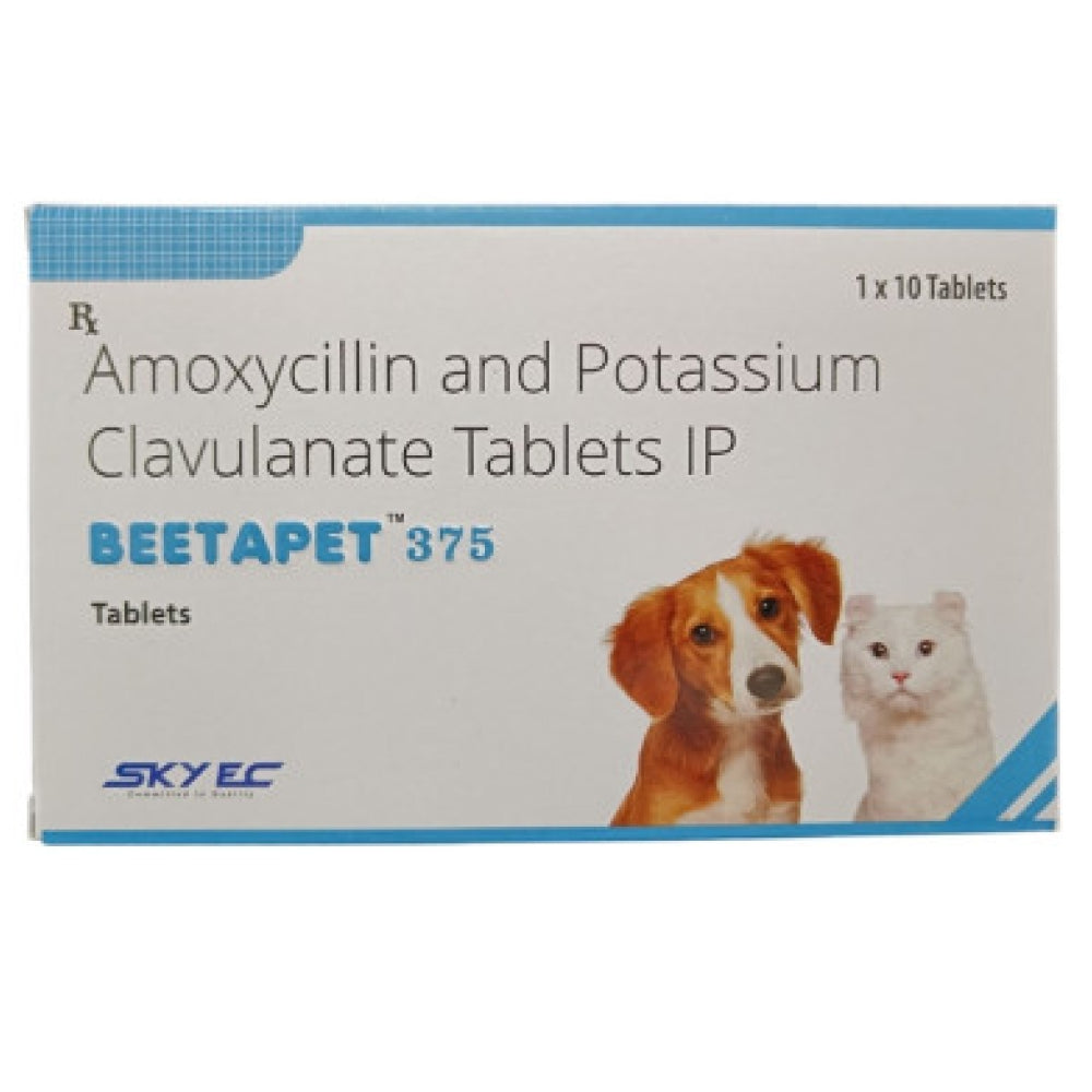 Skyec Beetapet Tablet 375Mg Amoxycillin Potassium Clavulanate For Dogs And Cats