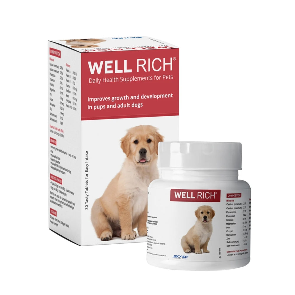 Skyec Well Rich Tab Multivitamin Mineral Tablets For Puppies And Dogs