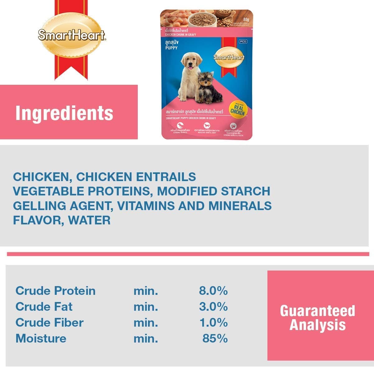 SmartHeart Chicken Chunks in Gravy Puppy Wet Food — back view
