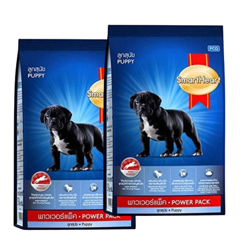 SmartHeart Chicken Power Pack Puppy Dog Dry Food — in use