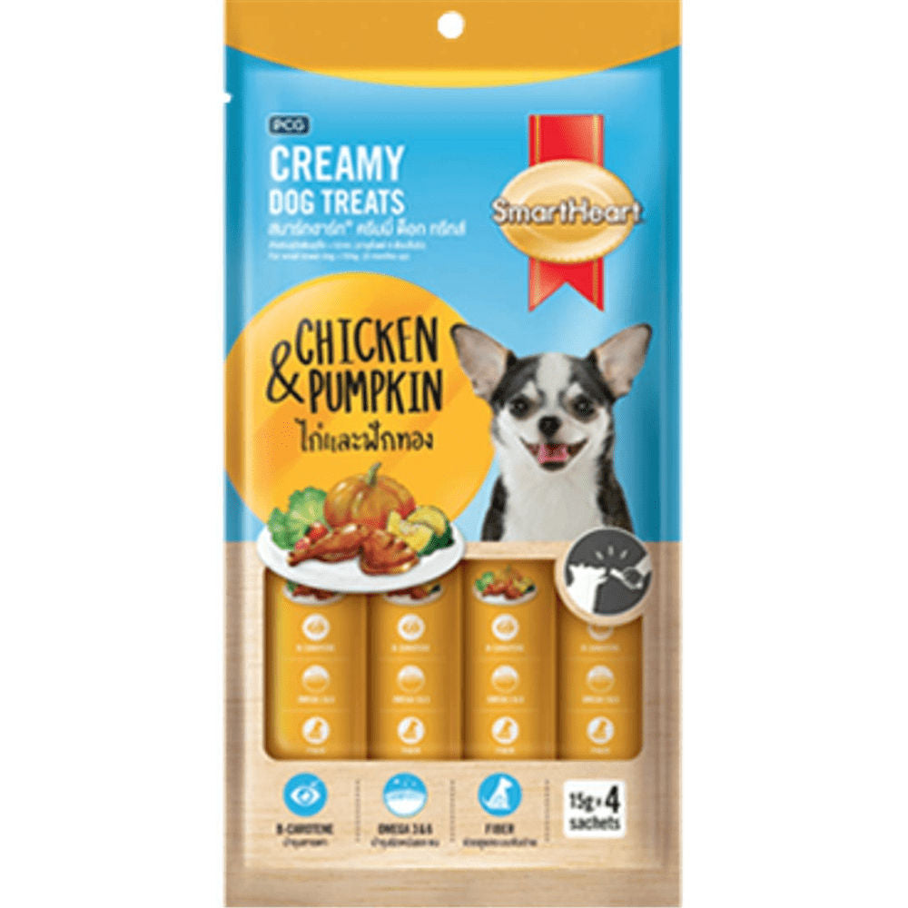 SmartHeart Chicken & Strawberry and Chicken & Pumpkin Creamy Dog Treat Combo — back view